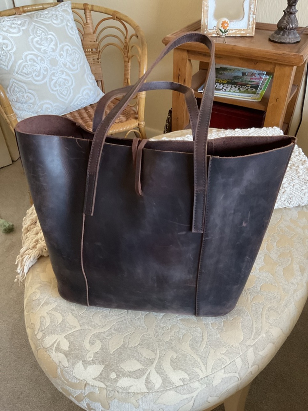 BaseballFan Large Size Super Quality Vintage Cowhide Baseball Glove Leather Tote - Picture 7 of 12